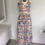 80s halterneck maxi dress by John Charles, UK 12