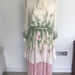 80s layered chiffon maxi dress with beading, current UK 8