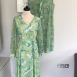80s Carnegie floral dress and duster coat, current UK 16/18