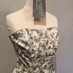 Vintage 50s strapless maxi gown current UK 10, oriental print, full skirt, alternative wedding…