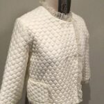 Vintage 70s Luxair of London quilted bed jacket / nightwear, 3/4 sleeves, pristine white, fits to UK 12