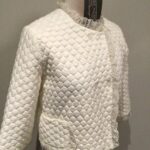 SOLD! Vintage 70s Luxair of London quilted bed jacket / nightwear, 3/4 sleeves, pristine white, fits to UK 12