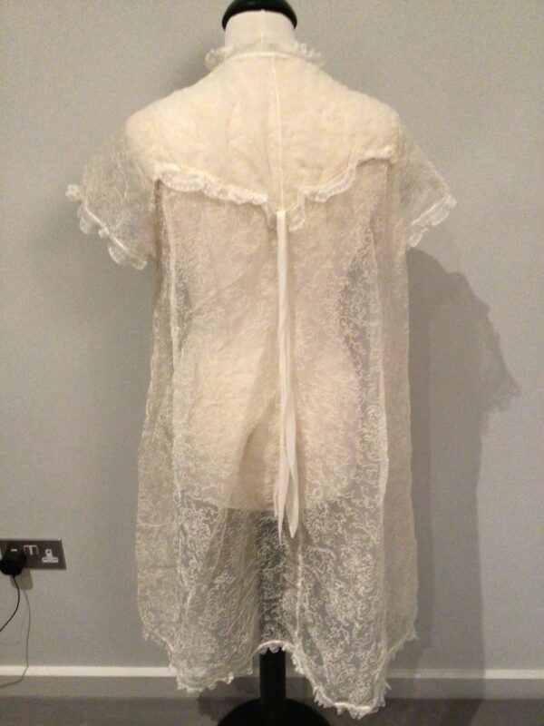 Vintage 60s peignoir / negligée jacket by Sylphide, sheer with raised floral design, fits to UK 16 - Image 5