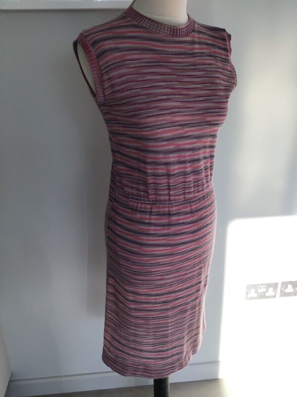Vintage 80s Susan Small, England candy stripe knit 3 piece/ sleeveless dress, long cardi & belt, very Missoni… current UK 8/10 - Image 2